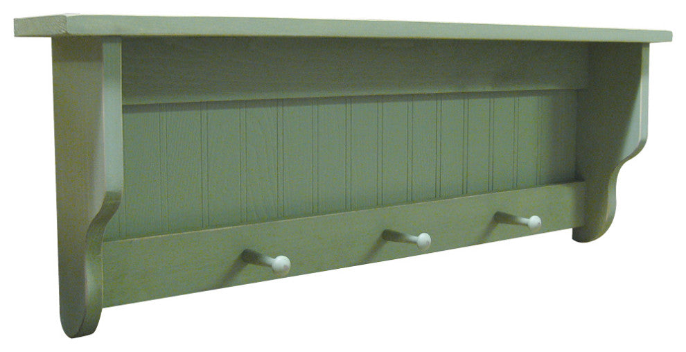 Pine Shelf With Pegs, Old Sage