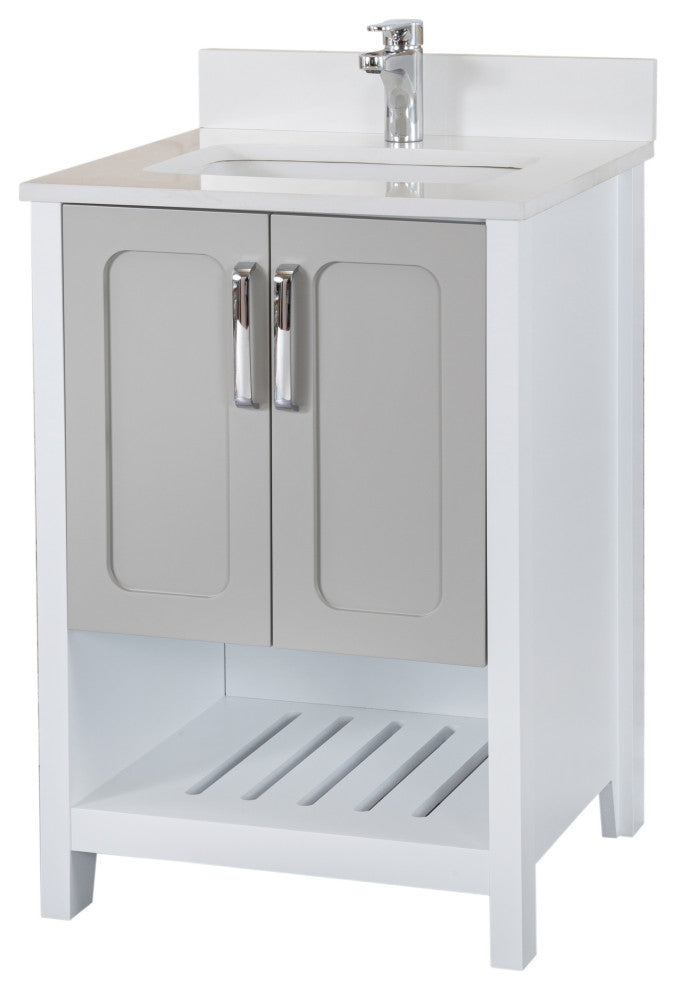 Florin Collection 24" Bathroom Vanity With Sink, Mirror, Countertop, Gray