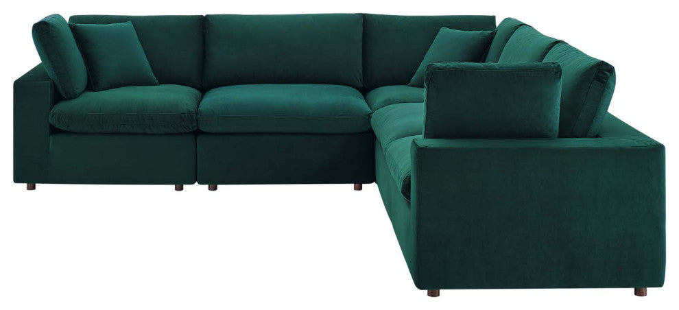 Sectional Sofa Set, Velvet, Green, Modern, Living Lounge Hotel Lobby Hospitality