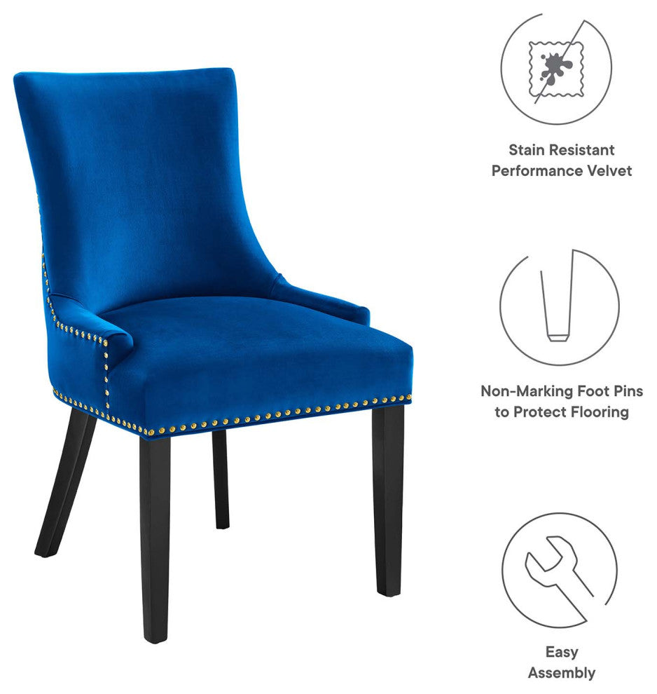 Marquis Performance Velvet Dining Chairs, Set of 2, Navy