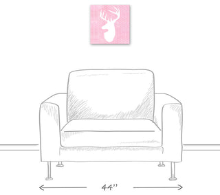Deer Polka Dots Pink 12x12 Canvas Wall Art