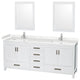80"DBL Bathroom Vanity White, Carrara Cult. Marble Countertop, Sinks, 24"Mirrors