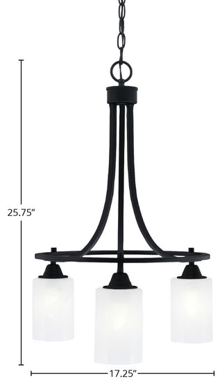 Paramount Downlight 3-Light Chandelier, Matte Black, 4" White Marble Glass