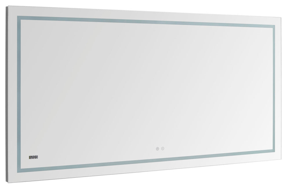 AQUADOM Daytona LED Wall-Mount Mirror Defogger Digital Clock 84"x36"x1"