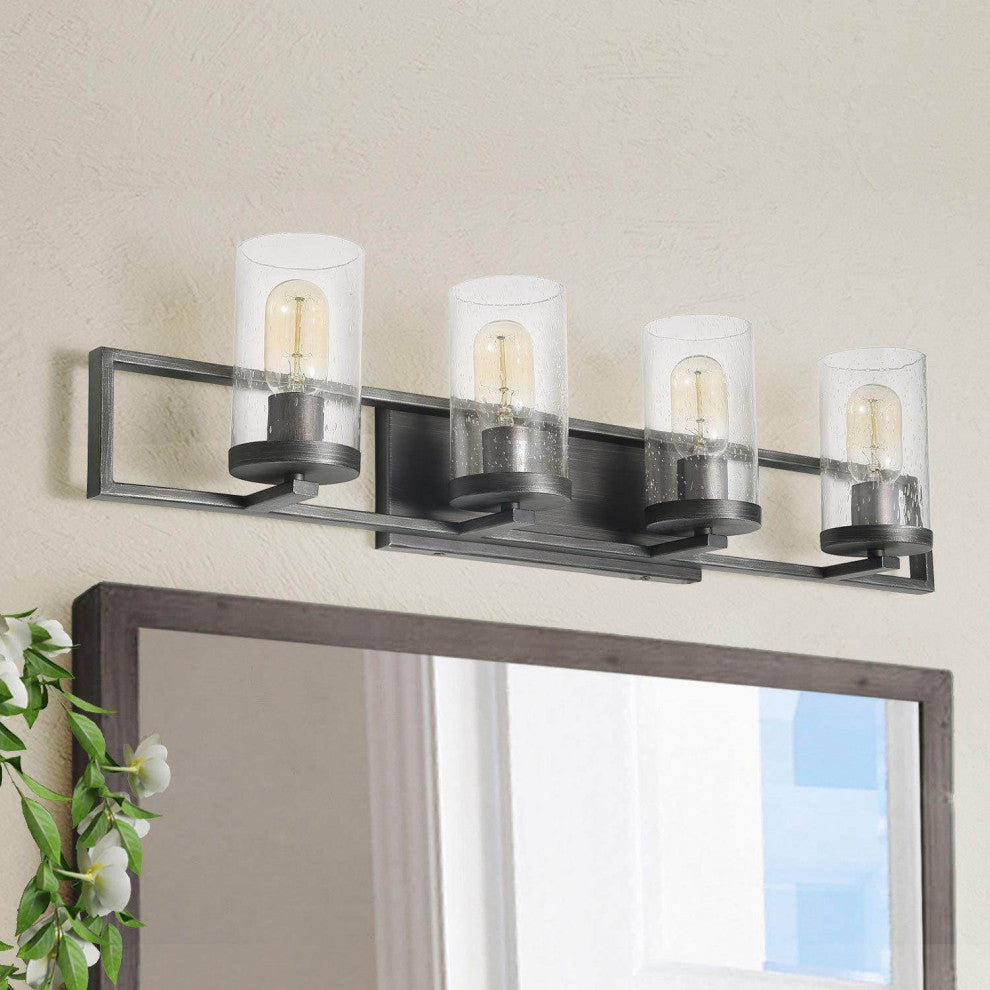 LNC 3-Light Glass Wall Sconces Bathroom Wall lights Rustic Vanity Light, 4 Lights