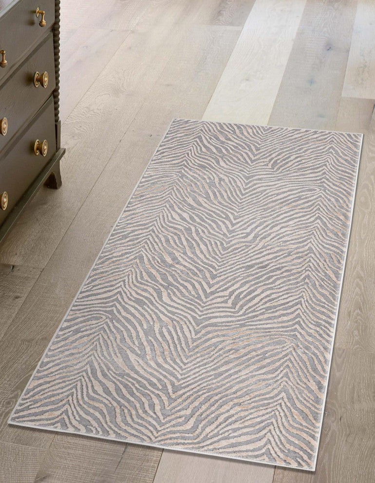 Unique Loom Meghan Finsbury Rug, Gray and Ivory, 2'x6' Runner