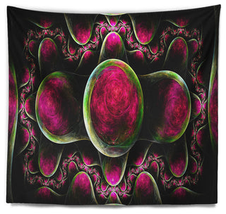 Pink Exotic Fractal Pattern Abstract Wall Tapestry, 39"x32"