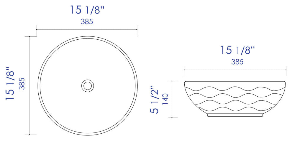 Alfi Brand Abc909 White 17" Decorative Round Vessel Above Mount Ceramic Sink