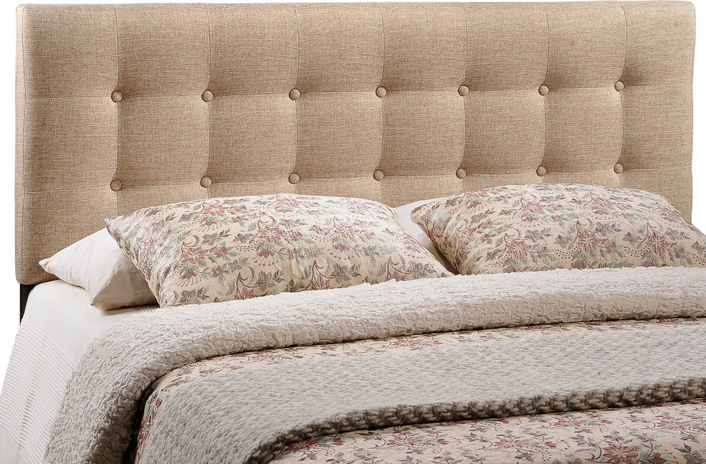 Modway Bedroom Emily Queen Fabric Headboard, Beige
