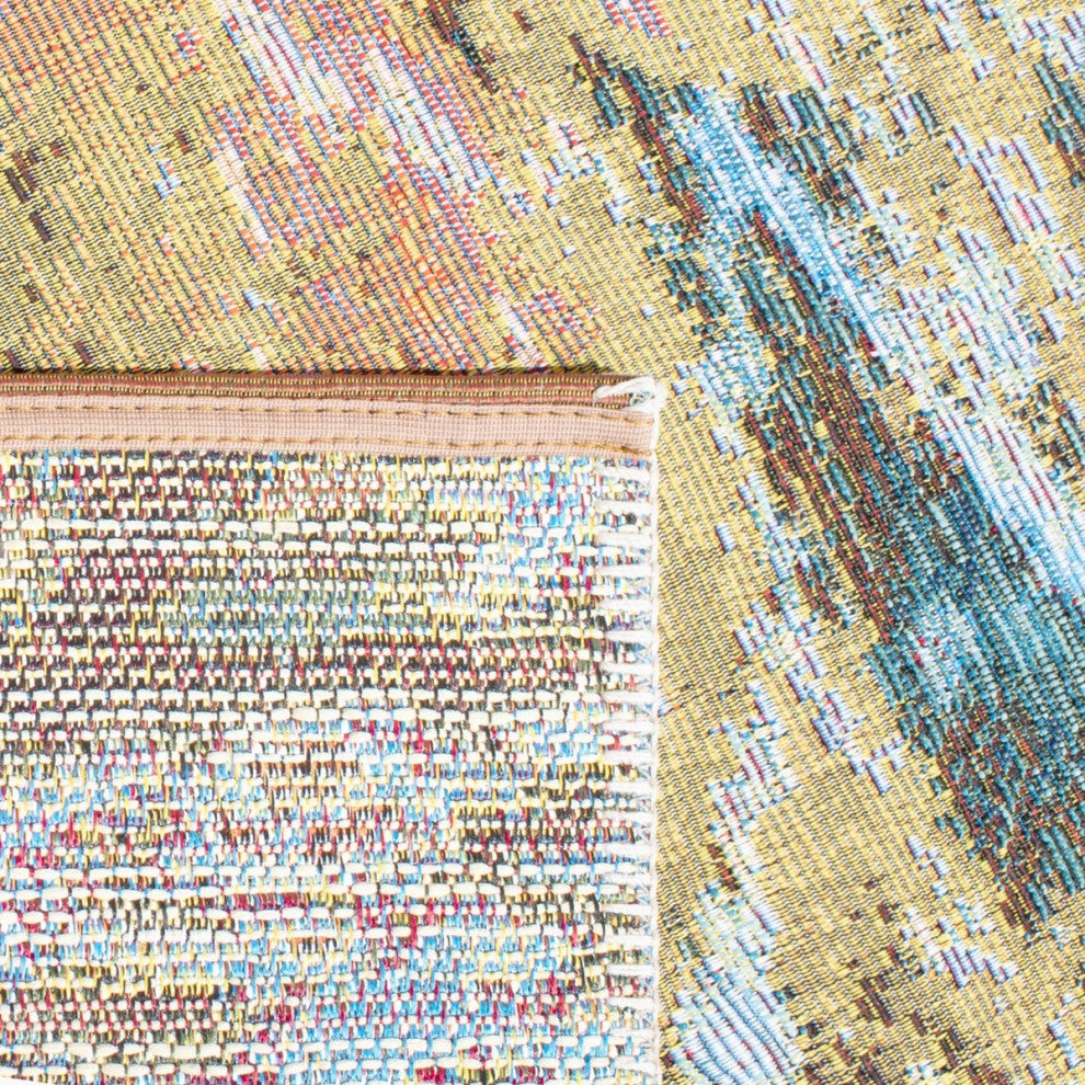 Safavieh Barbados Collection Indoor-Outdoor BAR581 Rug, Gold/Blue, 3'3"x5'3"