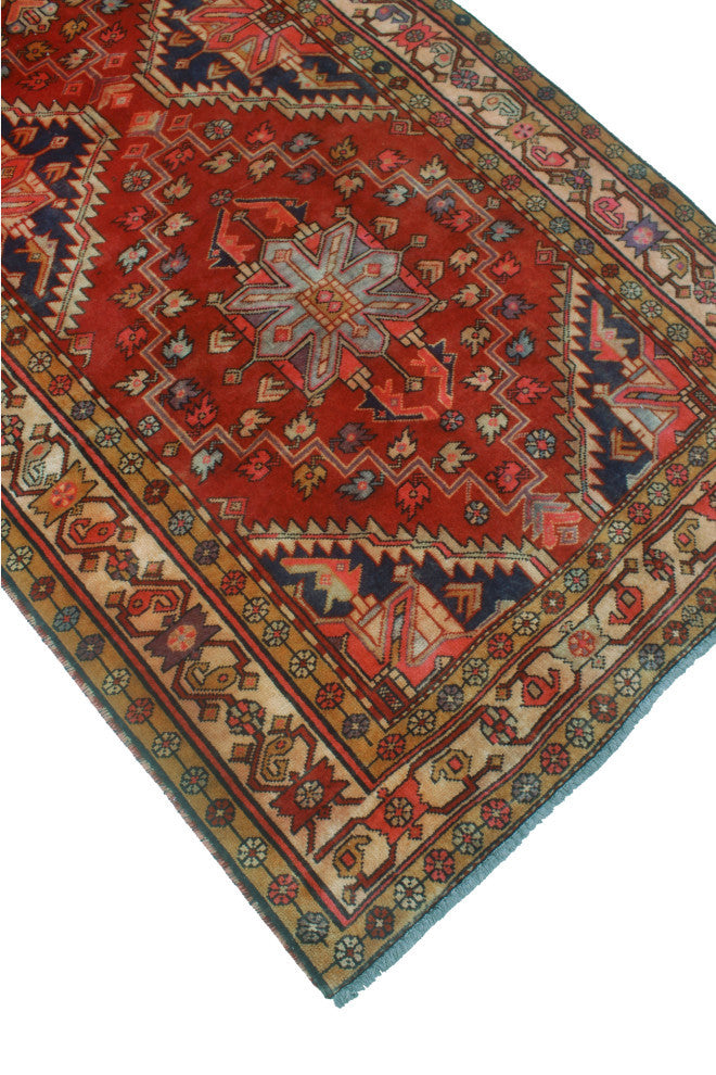 Fine Vintage Distressed Nazafari Rust/Beige Runner, 3'8x10'10