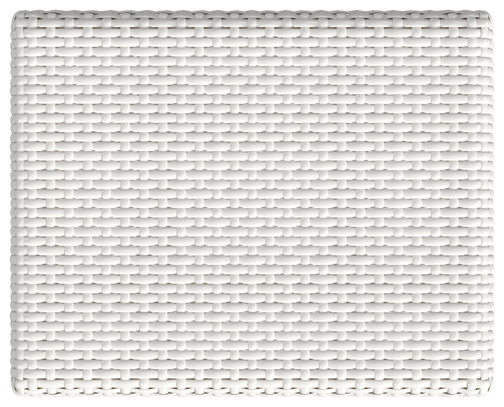 Robias Rattan Rectangular 18" Dining Stool, Glossy White Solid