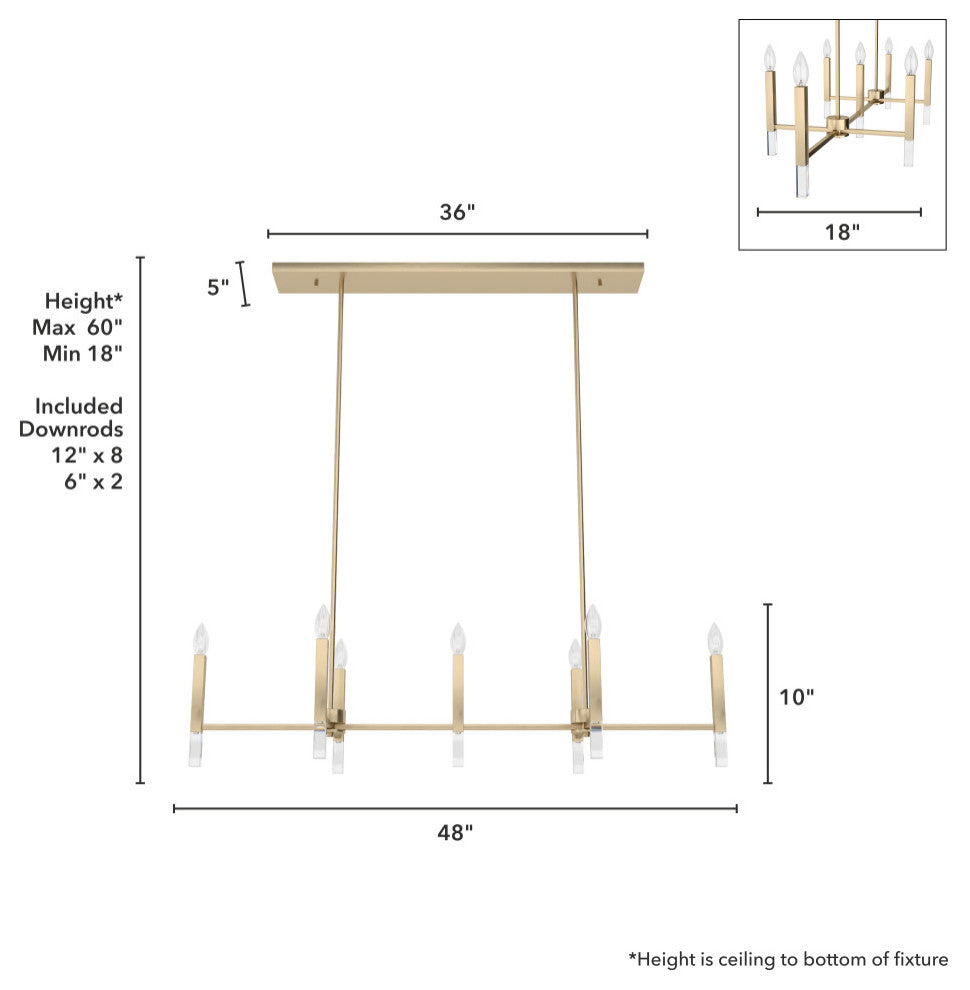 Sunjai Alturas Gold 7 Light Linear Chandelier Ceiling