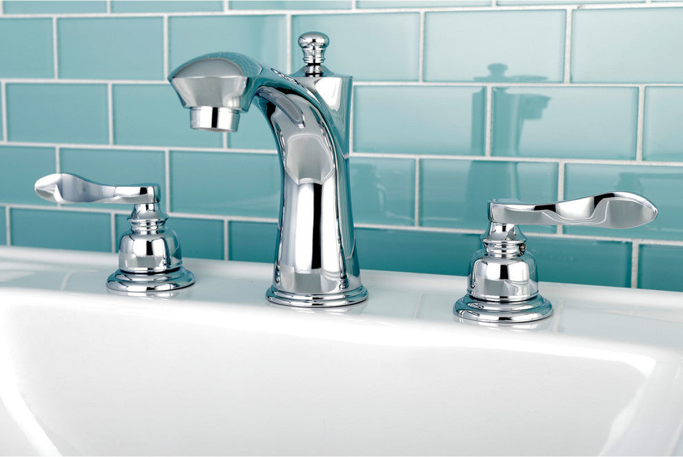 Kingston Brass Widespread Bathroom Faucet With Retail Pop-Up, Polished Chrome