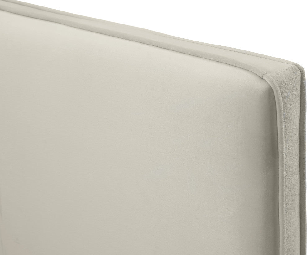 Geri Velvet Upholstered Bed, Cream, Twin