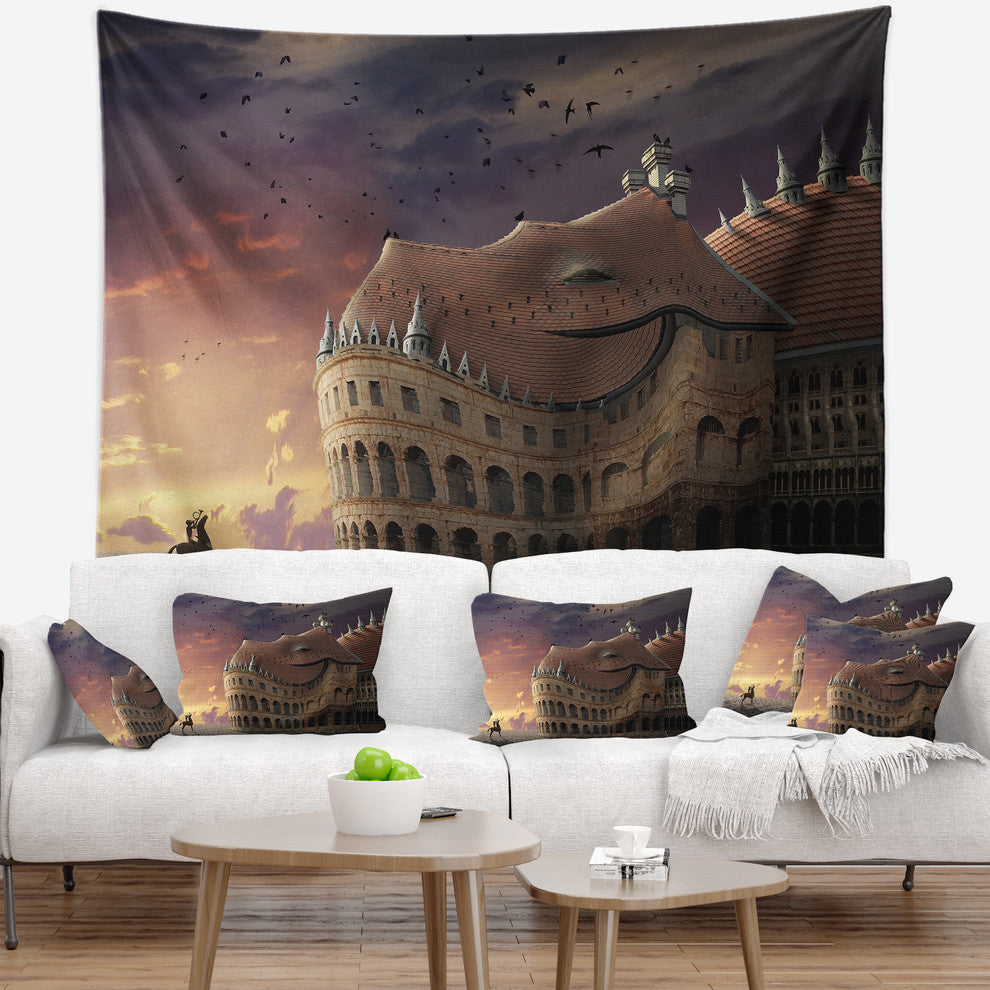 Wake Up Dragon Collage Landscape Wall Tapestry, 60"x50"