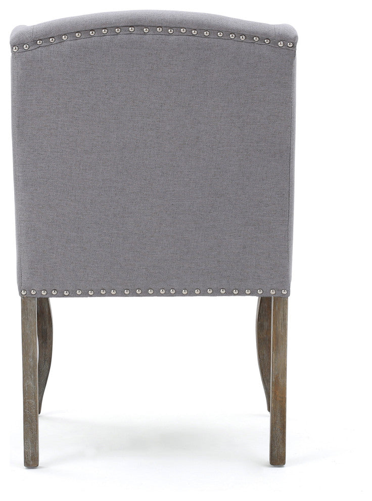 GDF Studio Asheville Modern Fabric Wingback Chair, Set of 2, Light Gray