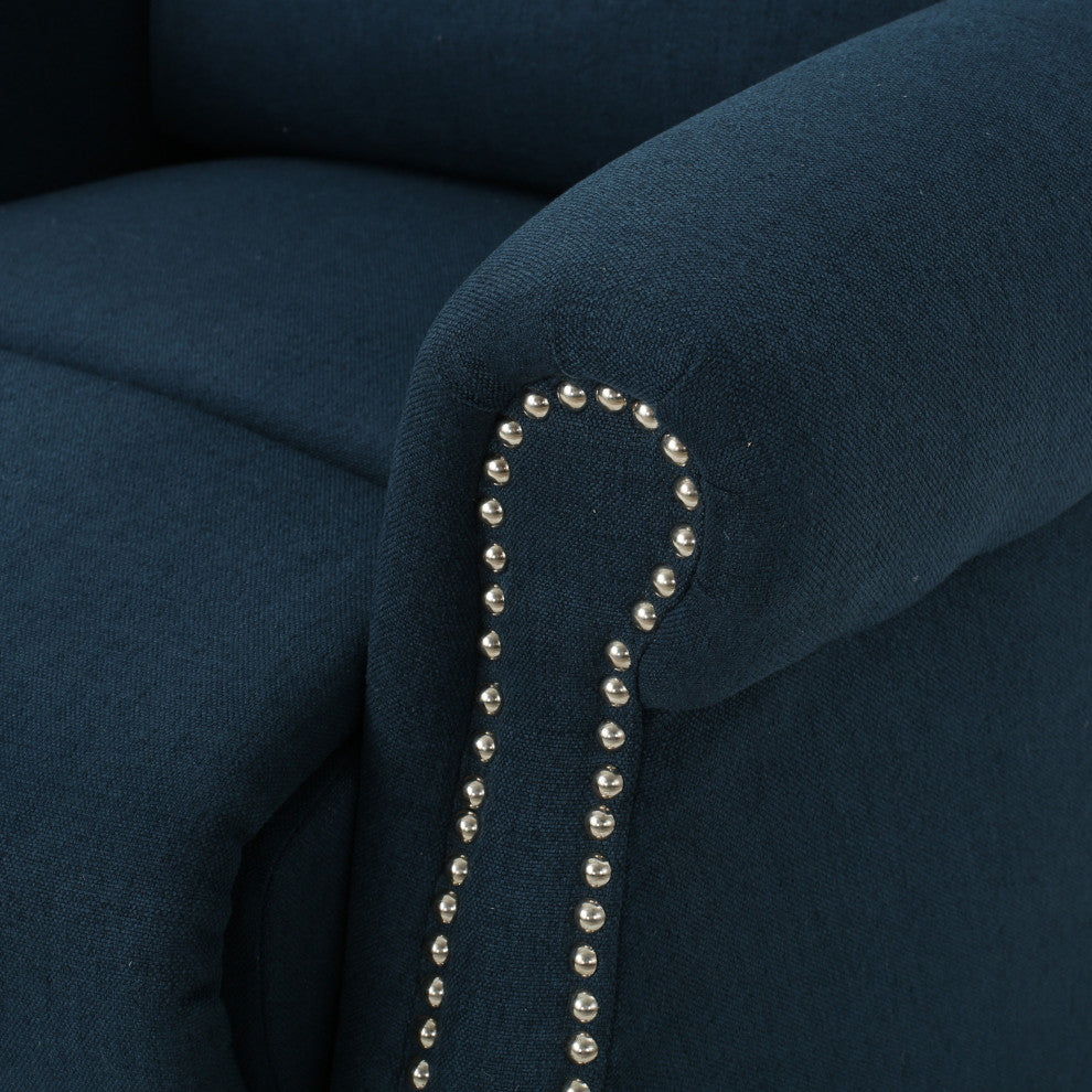 GDF Studio Desiree Tufted Fabric Power Recliner, Navy Blue