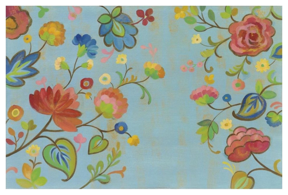 "Folk Song Floral" Digital Paper Print by Silvia Vassileva, 50"x34"