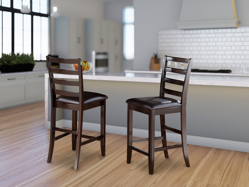 Fairwinds Faux Leather Upholstered Seat Stool With Lader Back Set of 2