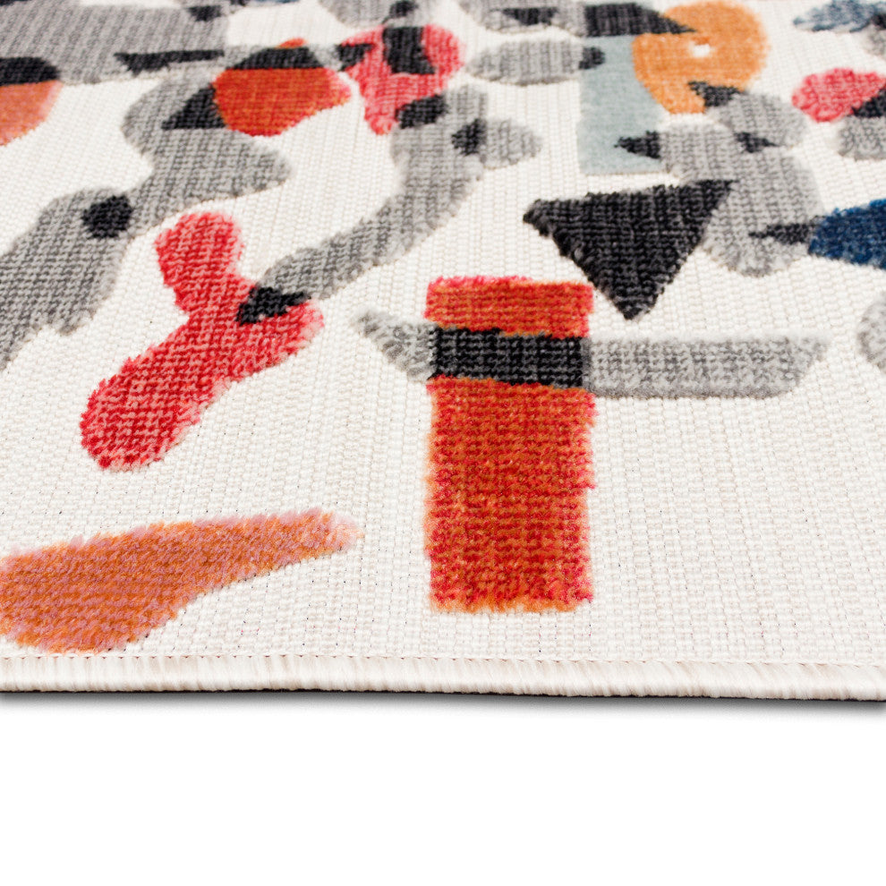 Canyon Mobil Indoor/Outdoor Rug, Ivory, 3'2"x4'11"
