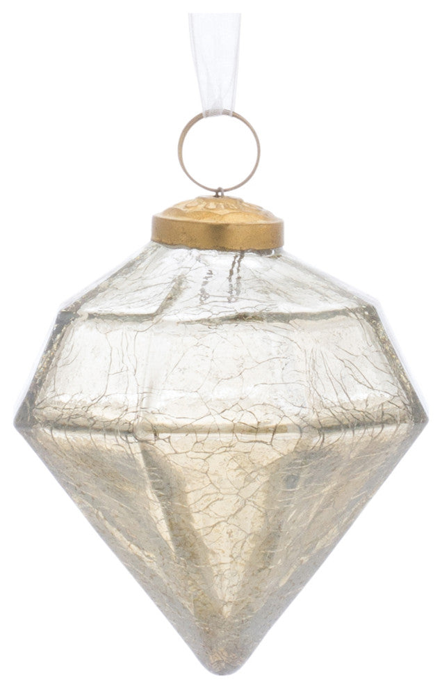 Champagne Crackle Glass Ornament, 6-Piece Set