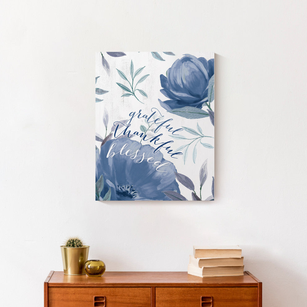 Grateful Thankful Blessed 16x20 Canvas Wall Art
