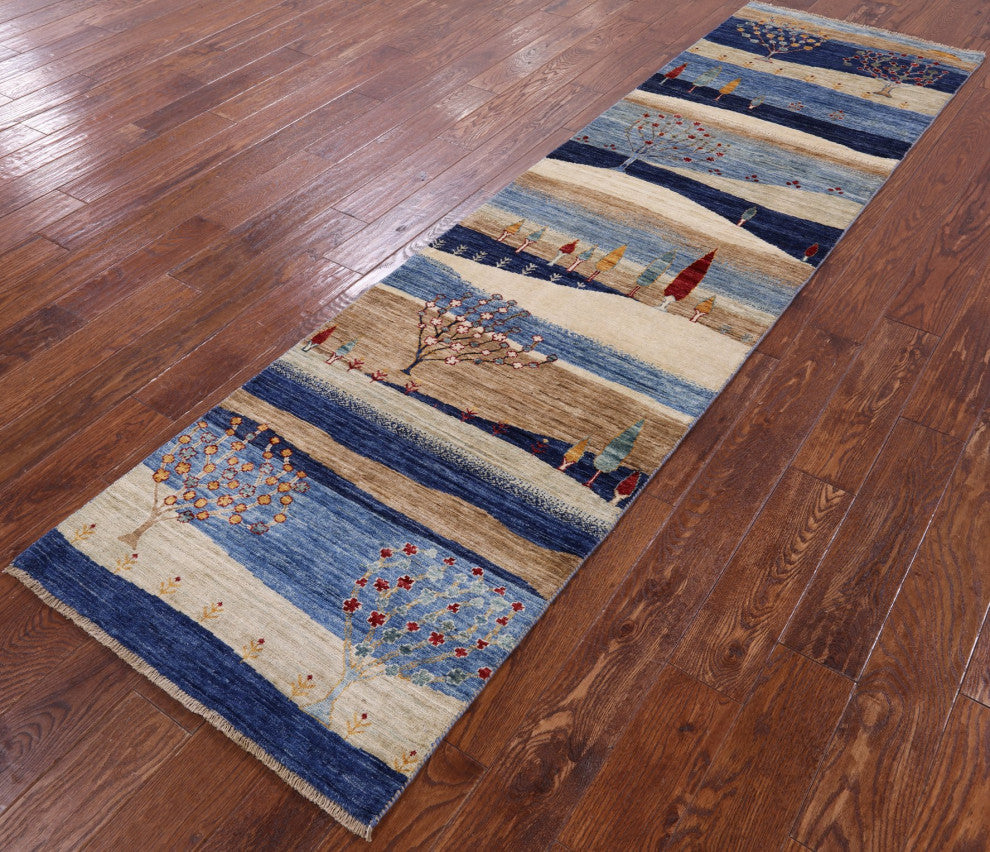 Runner Tribal Persian Gabbeh Hand Knotted Rug 2' 7" X 9' 7" Q7953