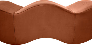 Wave Upholstered Bench, Cognac, Velvet