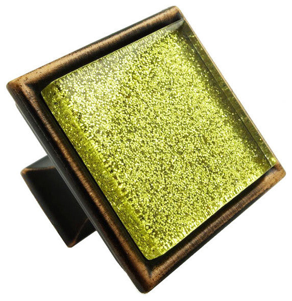 Sparkling Golden Sand Crystal Glass Oil Rubbed Bronze Madison Classic Knob