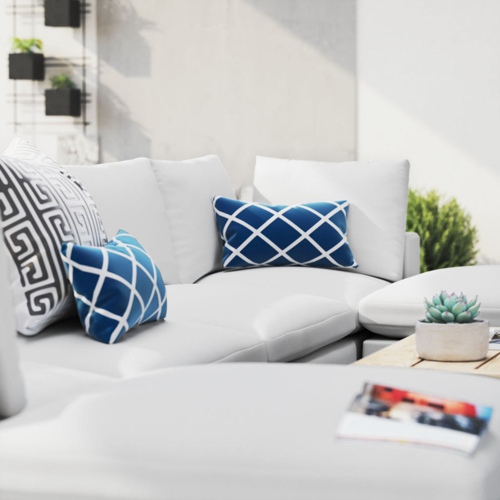 Modular Lounge Sectional Deep Sofa Chair Set, Sunbrella, White, Modern, Outdoor