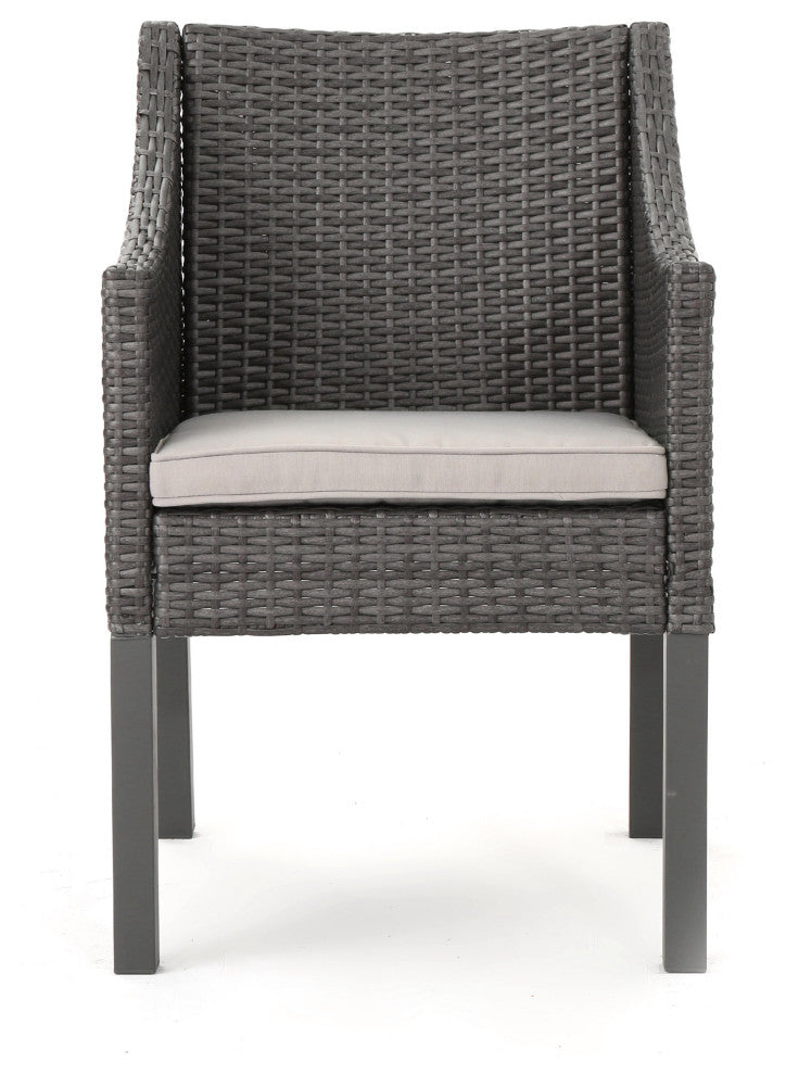 GDF Studio 5-Piece Marcy Outdoor Square Dining Set, Gray/Gray/Silver