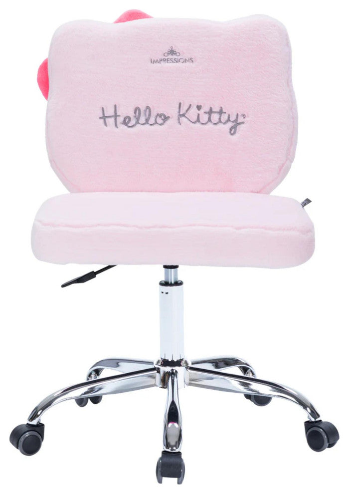 Teddy Fur Swivel Vanity Chair, White