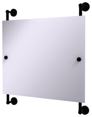 Waverly Place Landscape Frameless Rail Mounted Mirror, Matte Black