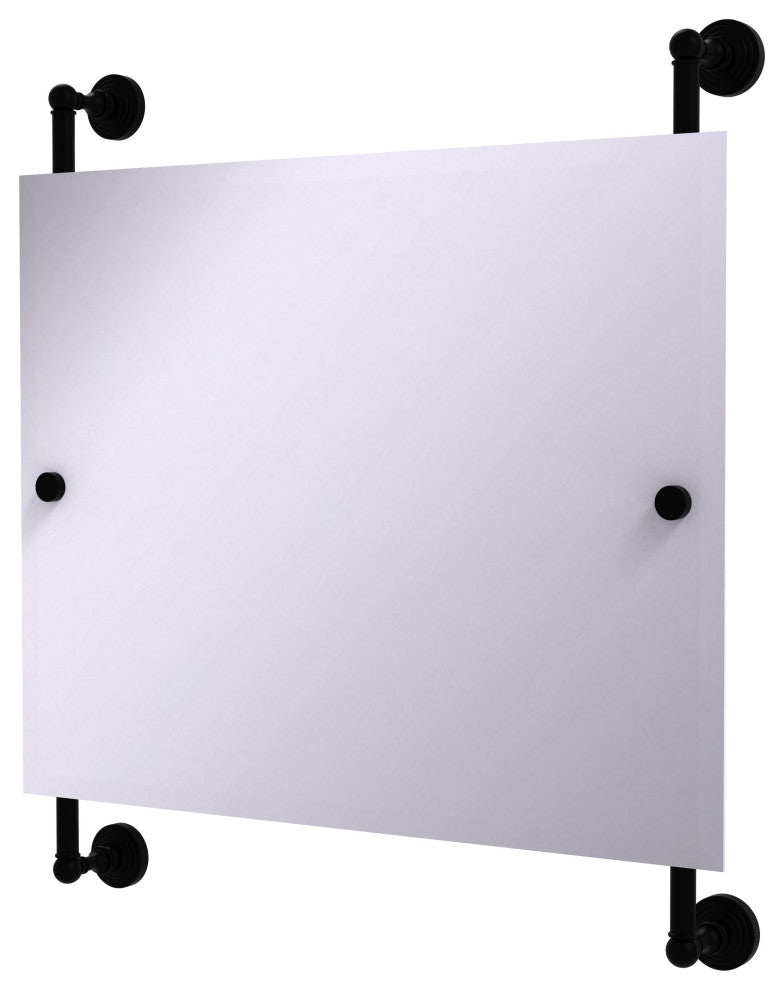 Waverly Place Landscape Frameless Rail Mounted Mirror, Matte Black