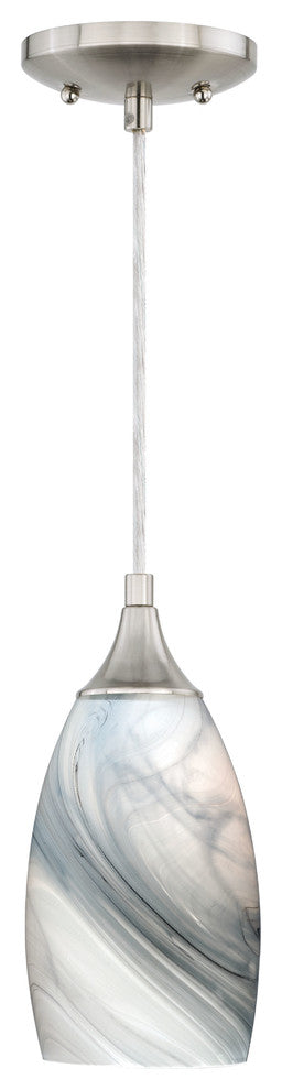 Milano Satin Nickel Light Mini Pendant Marble Swirl Glass