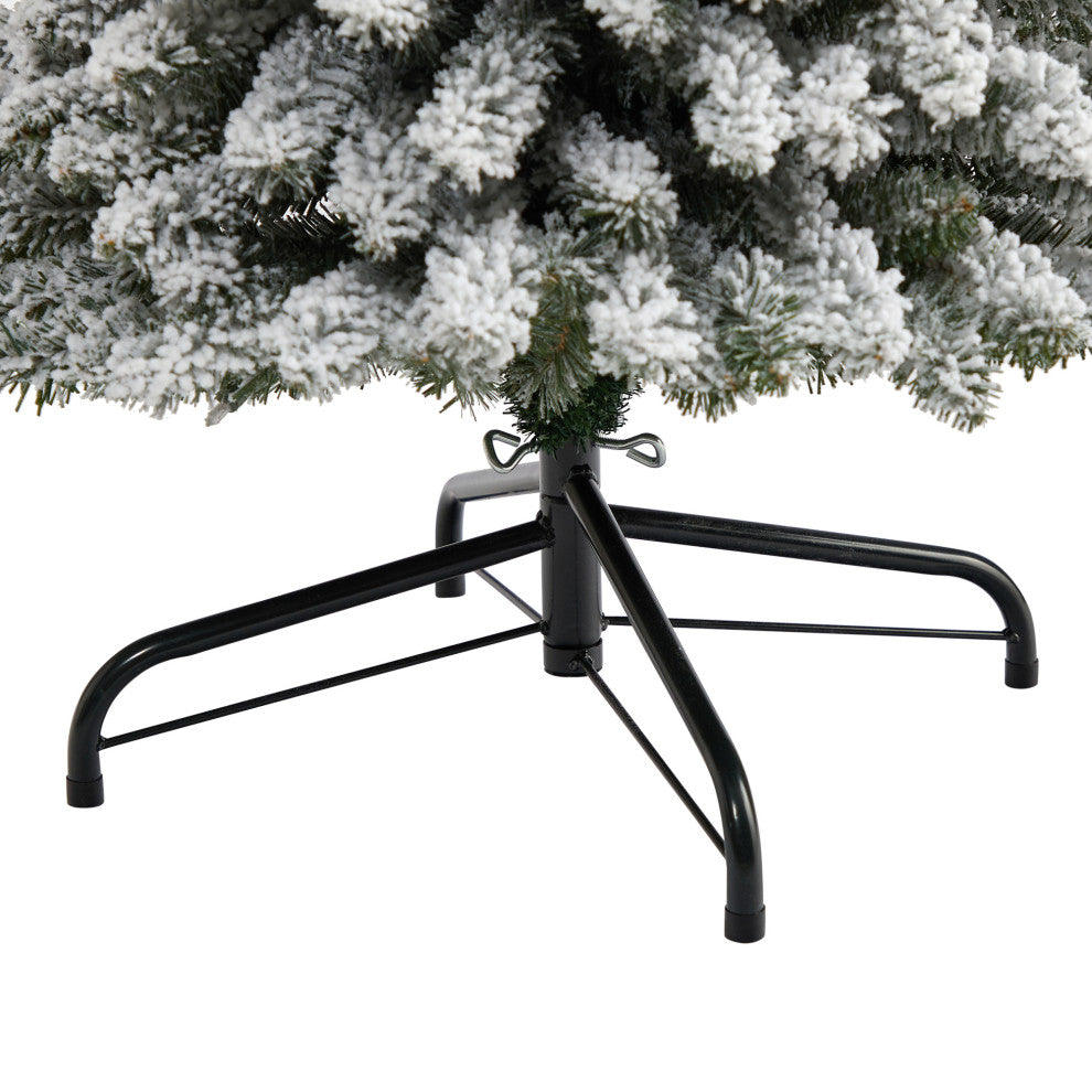 Nearly Natural 7ï¿½ Flocked Pencil Artificial Christmas Tree with 400 Clear Lights