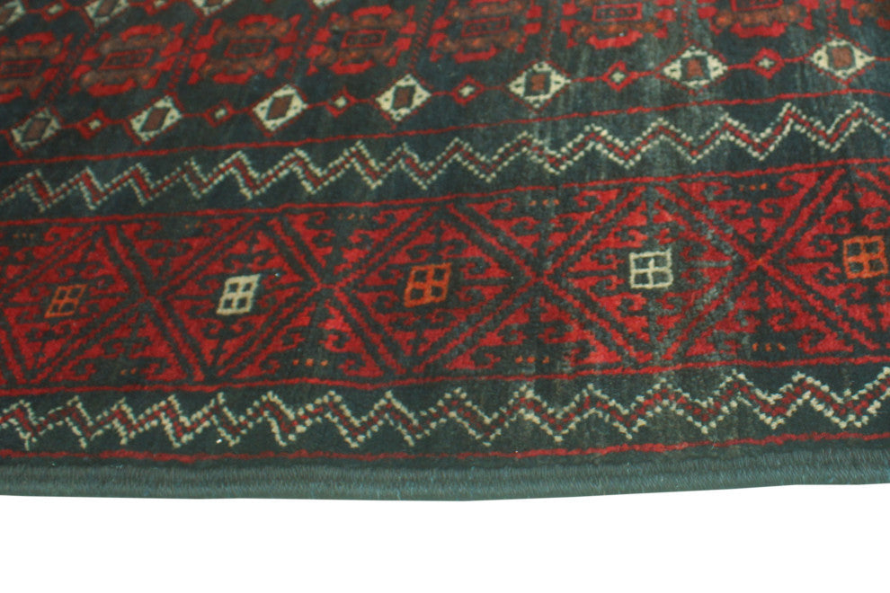 Vintage Distressed Houston Red/Green Runner, 3'9x7'8