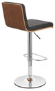 Prenatt Barstool Chrome Base Finish With Black Faux Leather and Walnut Back