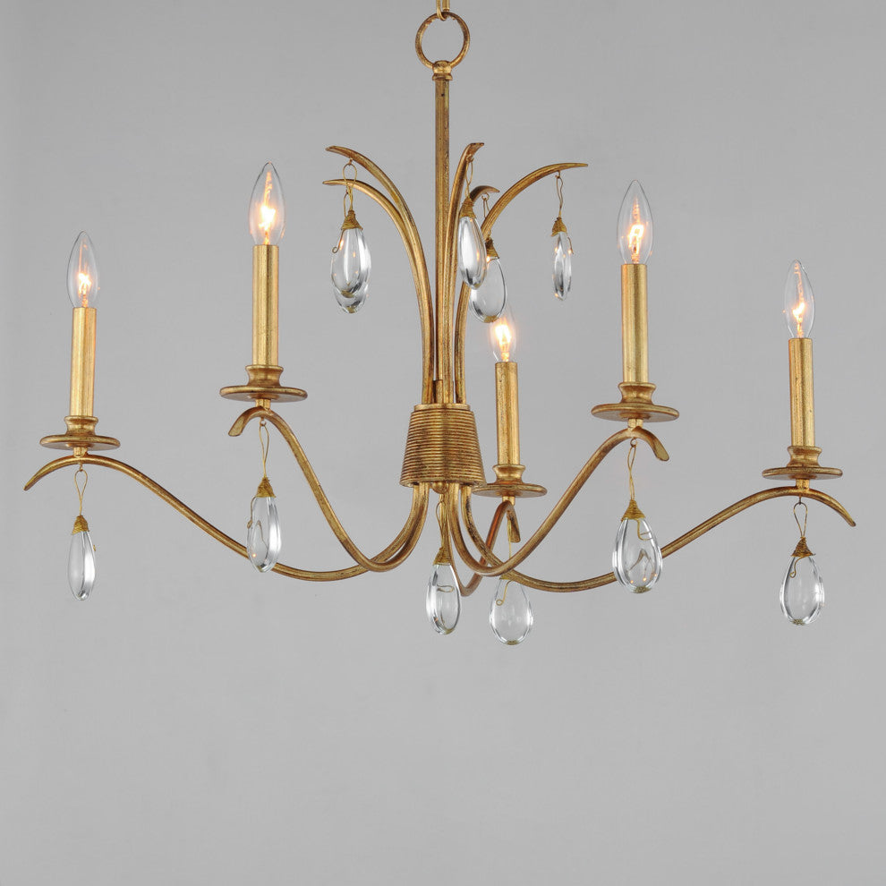 Maxim 12745 Eden 5 Light 32"W Crystal Candle Style Chandelier - Charcoal Gold