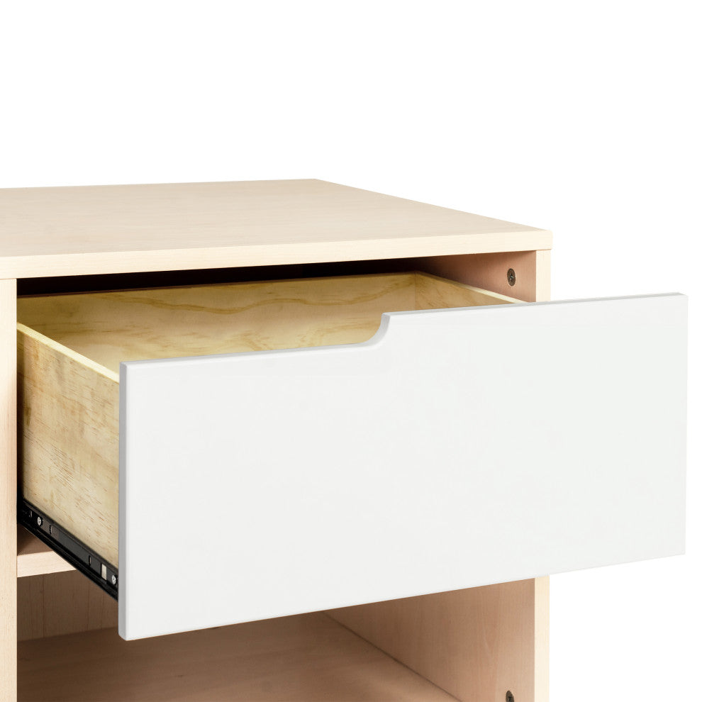 Hudson Nightstand With USB Port, White Washed Natural