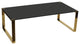 Cortesi Home Remini Coffee Table, Gold Metal And Black Glass
