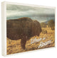 When In Roam Buffalo in a Field Western Scene Postcard Stretched Canvas, 30"x40"