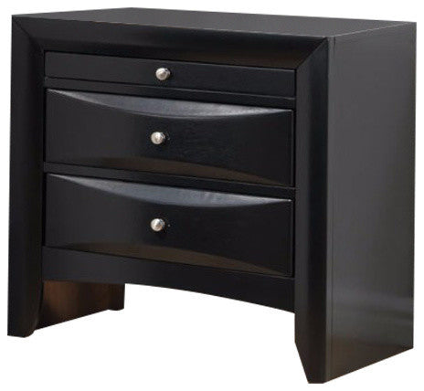 Benzara BM154508 Contemporary 2 Drawer Wood Nightstand, Black