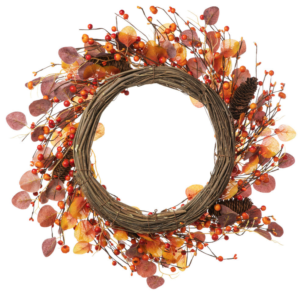 22"D Fall Eucalyptus Berry Wreath