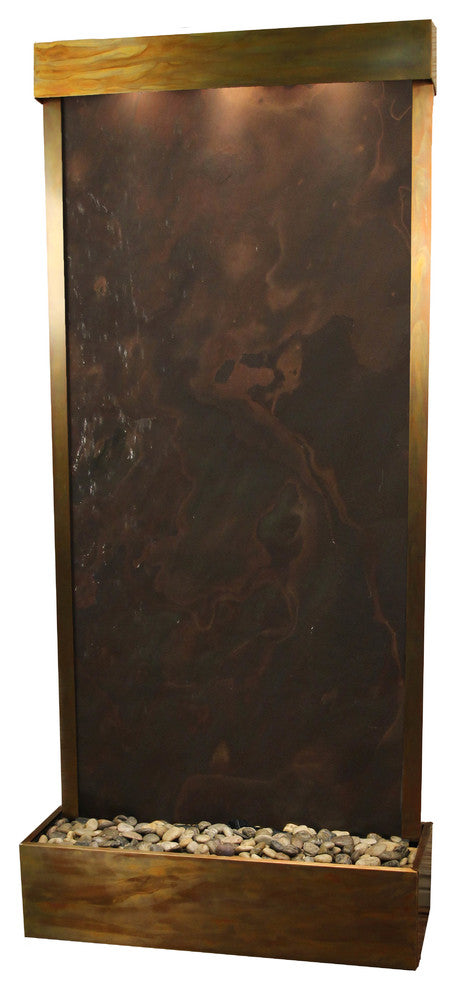 Tranquil River Flush Mount Water Fountain, Multicolor Featherstone, Rustic Coppe
