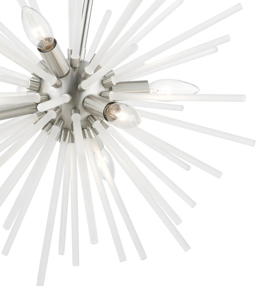 Uptown 6 Light Brushed Nickel Pendant Chandelier