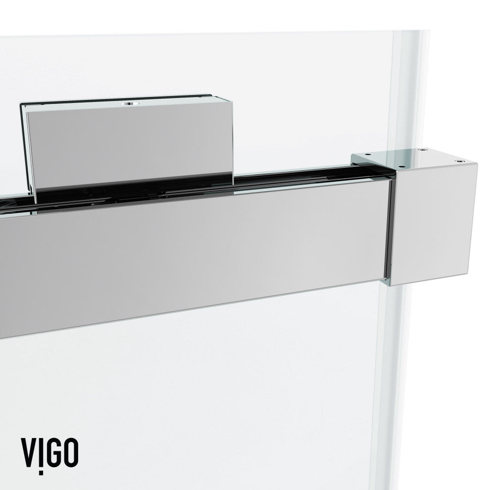 VIGO Houston Frameless Sliding, V-Motion, Chrome, Shower Door, 56" to 60" W X 76" H, Clear Glass