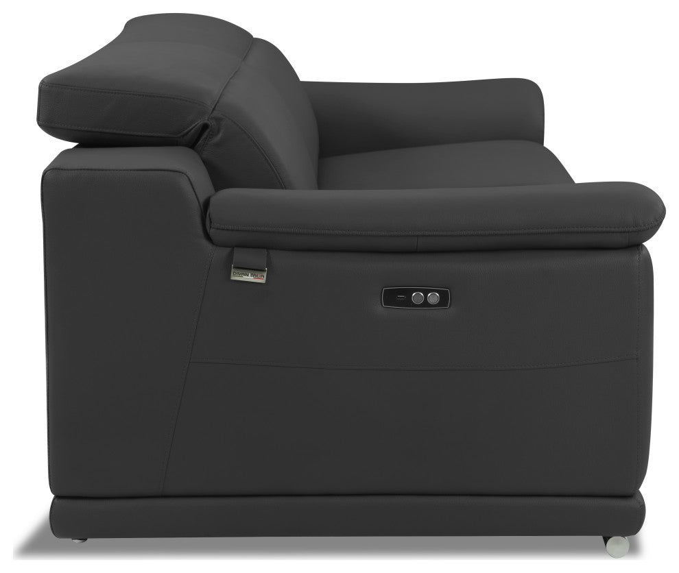 Veneto Italian Leather Power Reclining 2-Piece Set Dark Gray