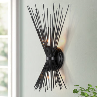 18" H 2-Light Black Starburst Wall Sconce Light
